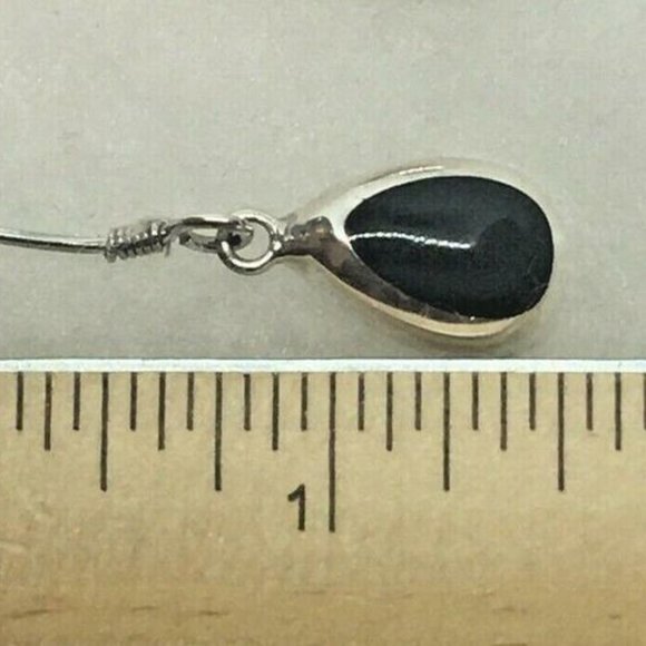 Silpada Sterling Silver Black Obsidian Tear Drop Earrings on French Hooks - Picture 5 of 5